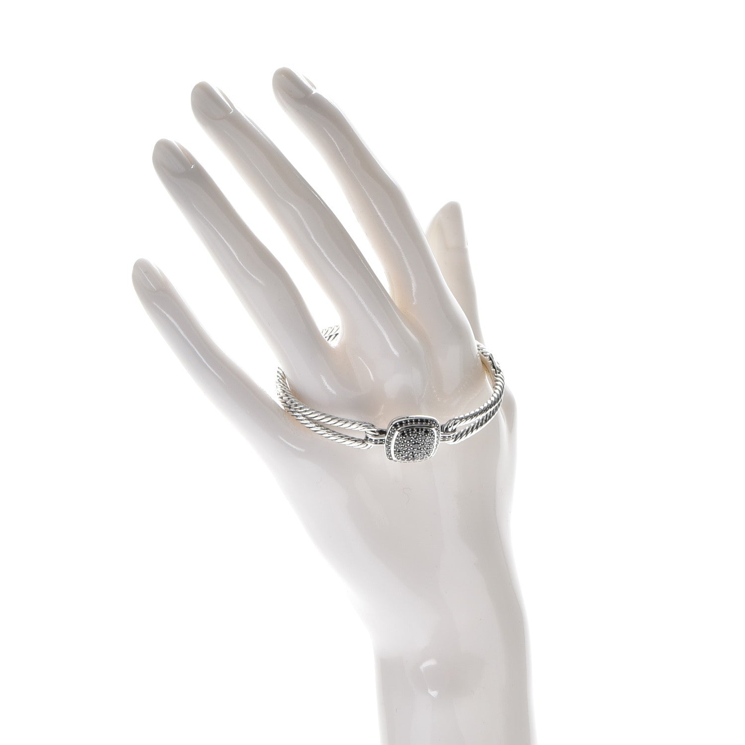 David Yurman Sterling Silver Black Diamond Albion Cable Bracelet 2 of 4