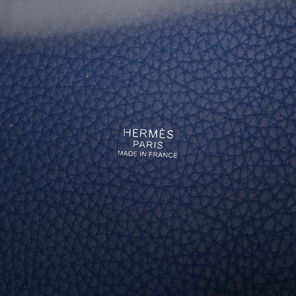 Hermes Taurillon Clemence Casaque Picotin Lock 18 PM Bleu Saphir Bleu Brighton 6 of 12