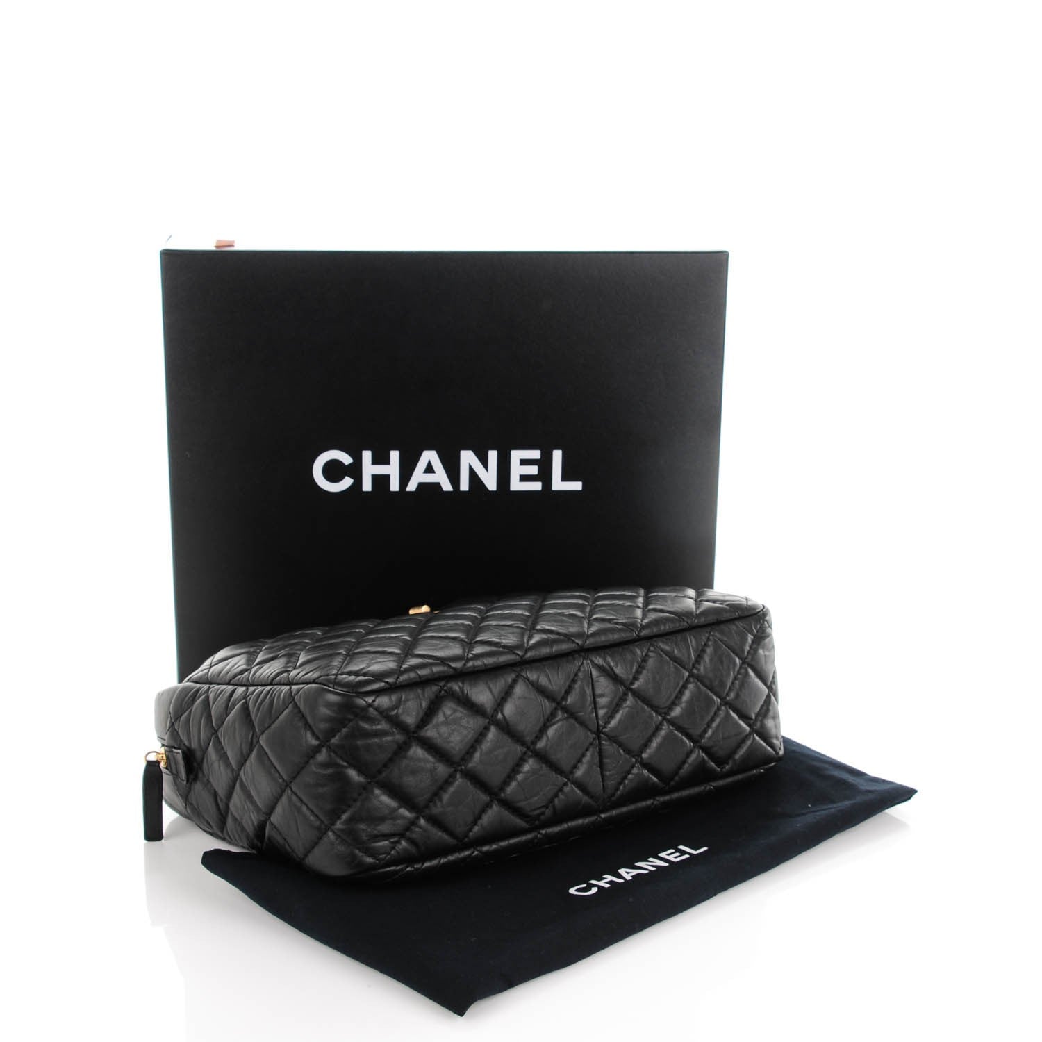 Chanel Aged Calfskin Quilted Large Reissue Camera Case Black 4 of 7