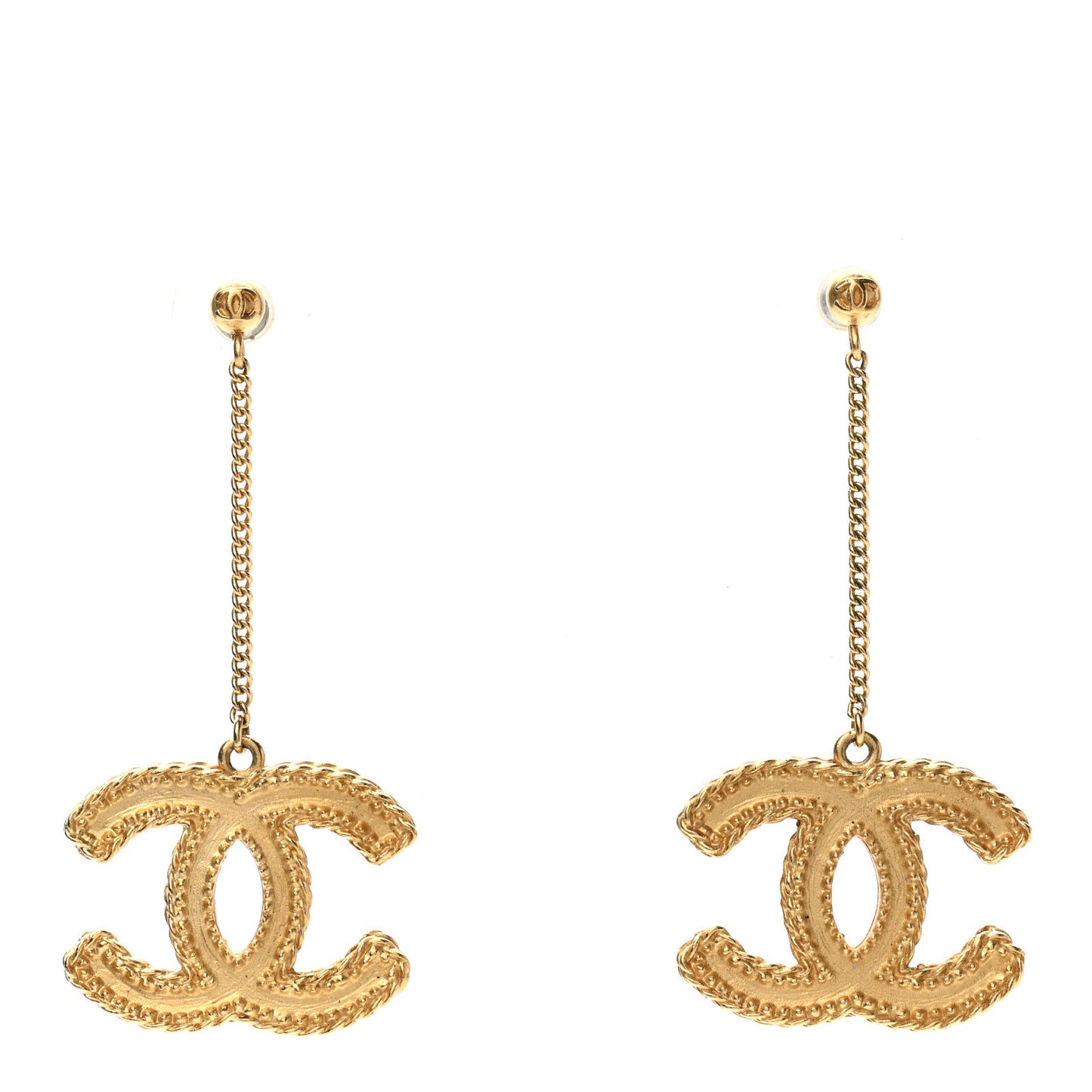 CC Drop Earrings Matte Gold