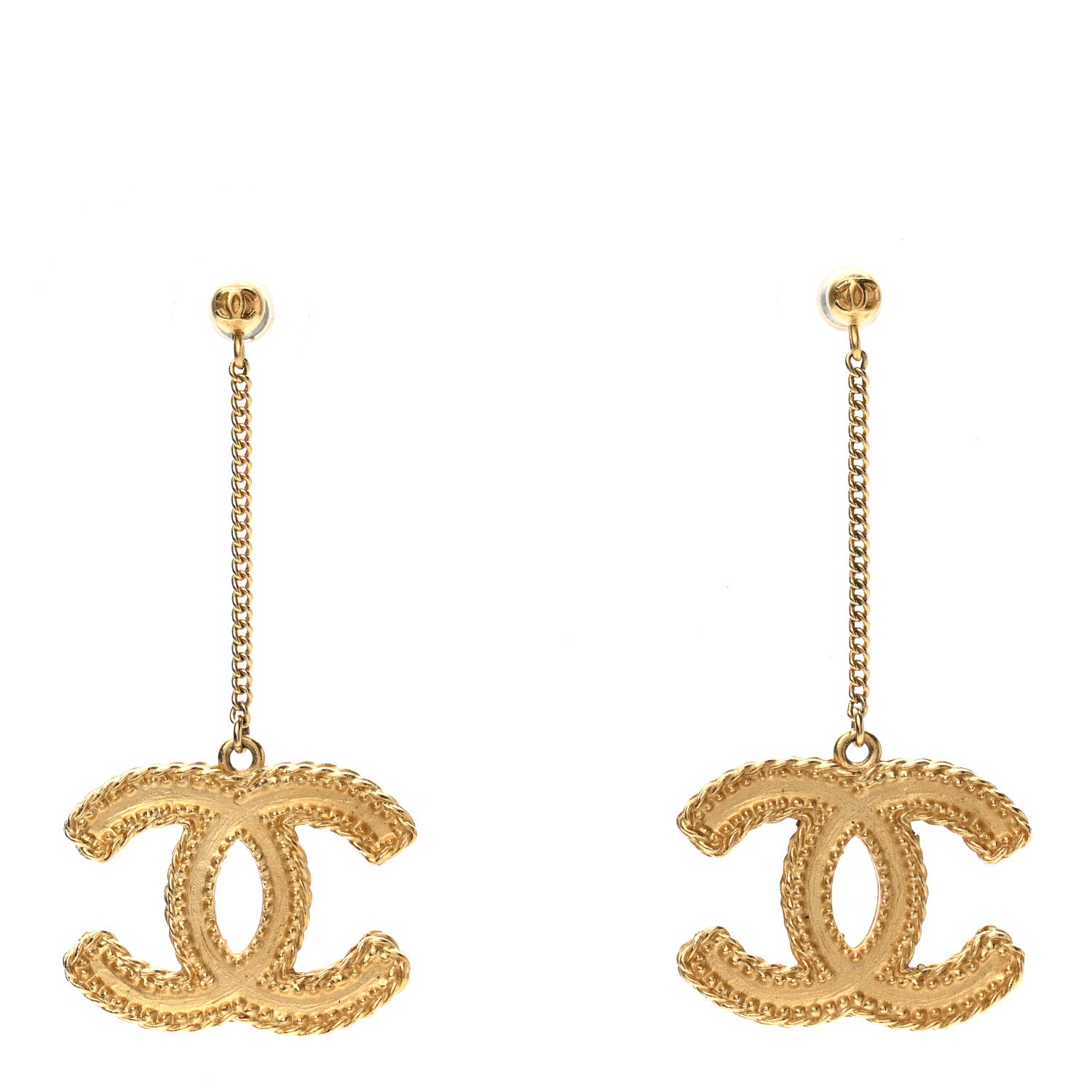 Chanel CC Drop Earrings Matte Gold 1 of 4