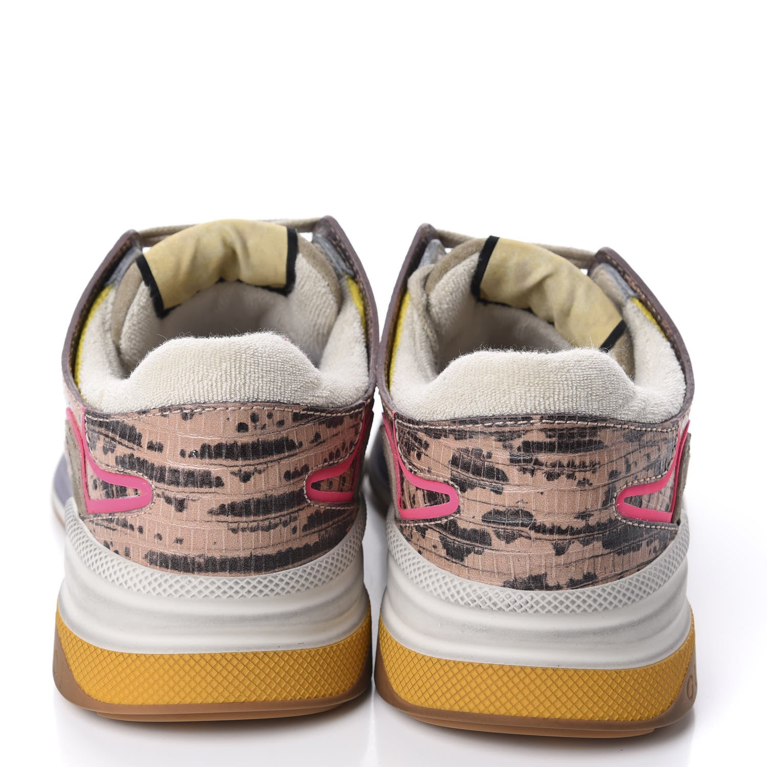 Gucci Suede Calfskin Tejus Printed Womens Ultrapace Sneakers 36.5 Pink Silver Oatmeal Yolk 5 of 10