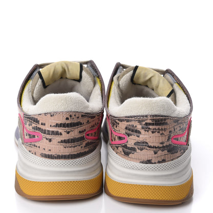 Gucci Suede Calfskin Tejus Printed Womens Ultrapace Sneakers 36.5 Pink Silver Oatmeal Yolk 5 of 10