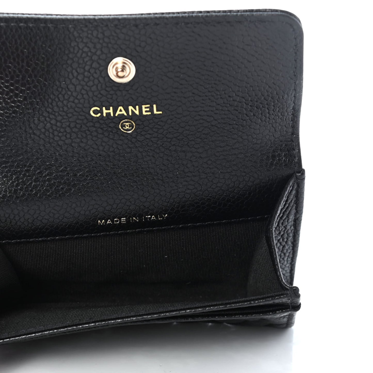 Caviar Camellia Embossed Card Holder Wallet Black