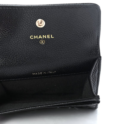 Chanel Caviar Camellia Embossed Card Holder Wallet Black 5 of 9