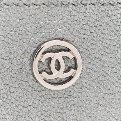 Chanel Metallic Goatskin CC Button Card Holder Silver 14 of 14