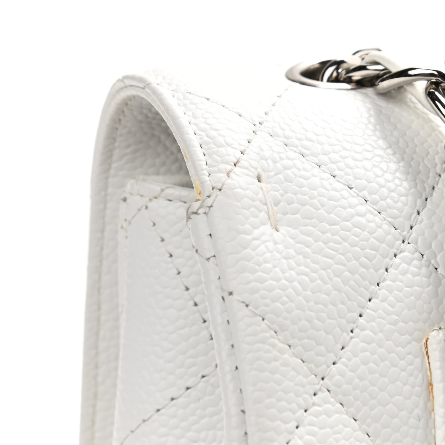 Caviar Quilted Jumbo Double Flap White
