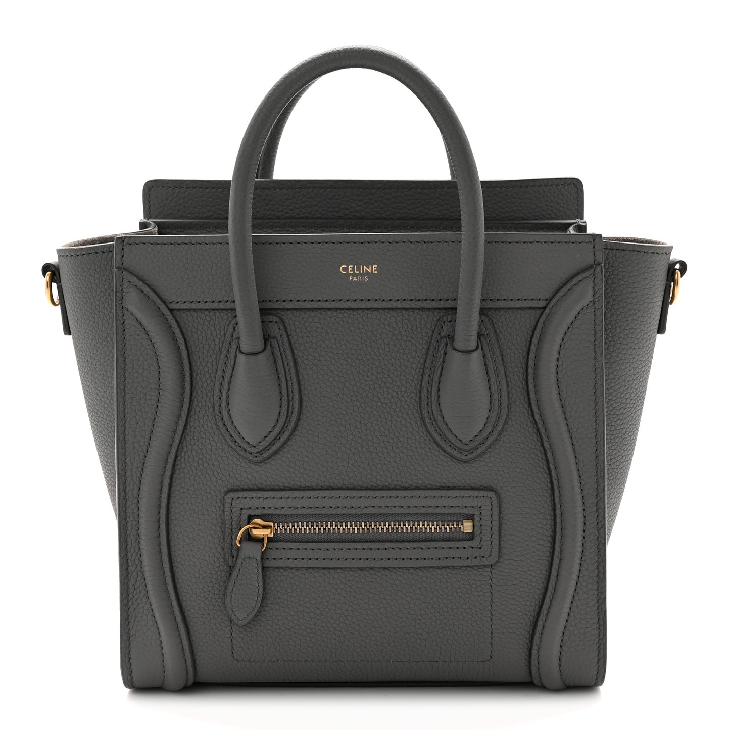 Drummed Calfskin Nano Luggage Kohl