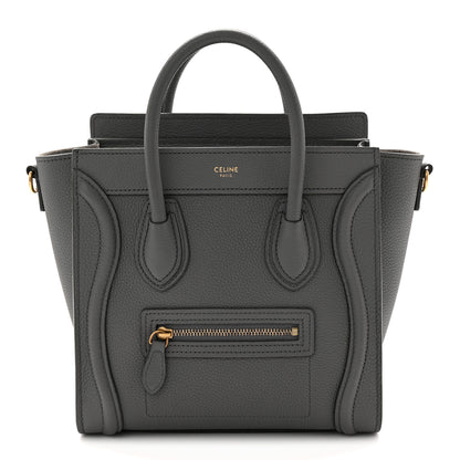 Celine Drummed Calfskin Nano Luggage Kohl 1 of 11