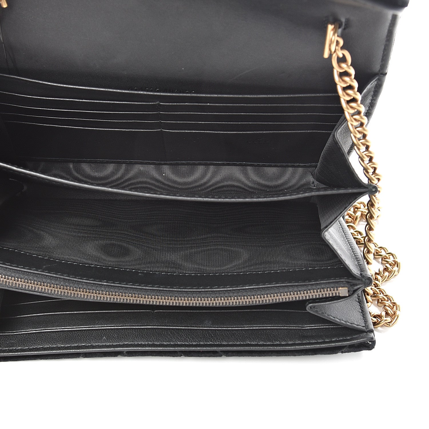Gucci Velvet Matelasse GG Marmont Chain Wallet Black 4 of 11