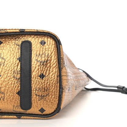 MCM Metallic Visetos Medium Shopper Tote Gold 9 of 10