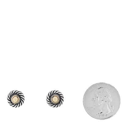 David Yurman Sterling Silver 14K Yellow Gold Cookie Earrings 2 of 4