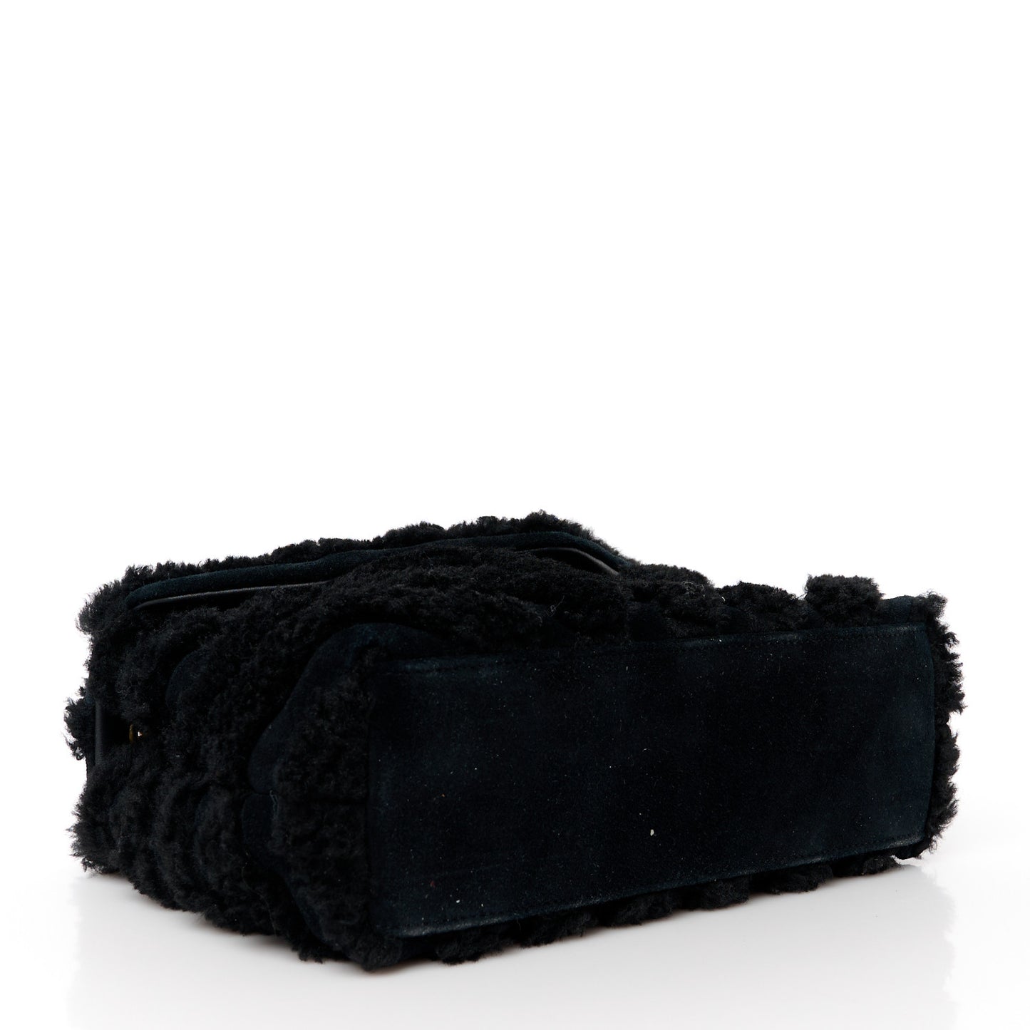 Suede Shearling Y Quilted Monogram Small Loulou Chain Satchel Black