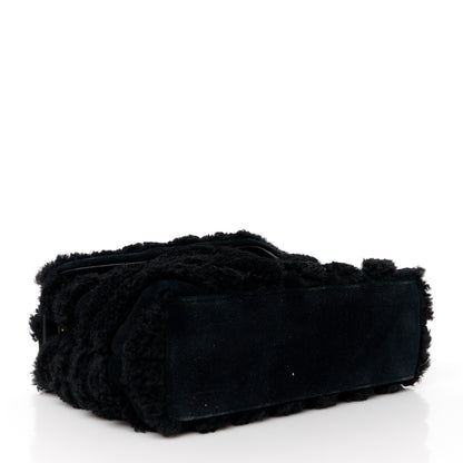 Saint Laurent Suede Shearling Y Quilted Monogram Small Loulou Chain Satchel Black 4 of 11