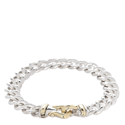 David Yurman Sterling Silver 14K Yellow Gold Curb Link Buckle Bracelet 1 of 5