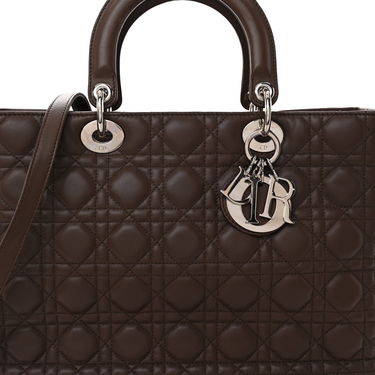 Christian Dior Lambskin Cannage Large Lady Dior Brown 7 of 9