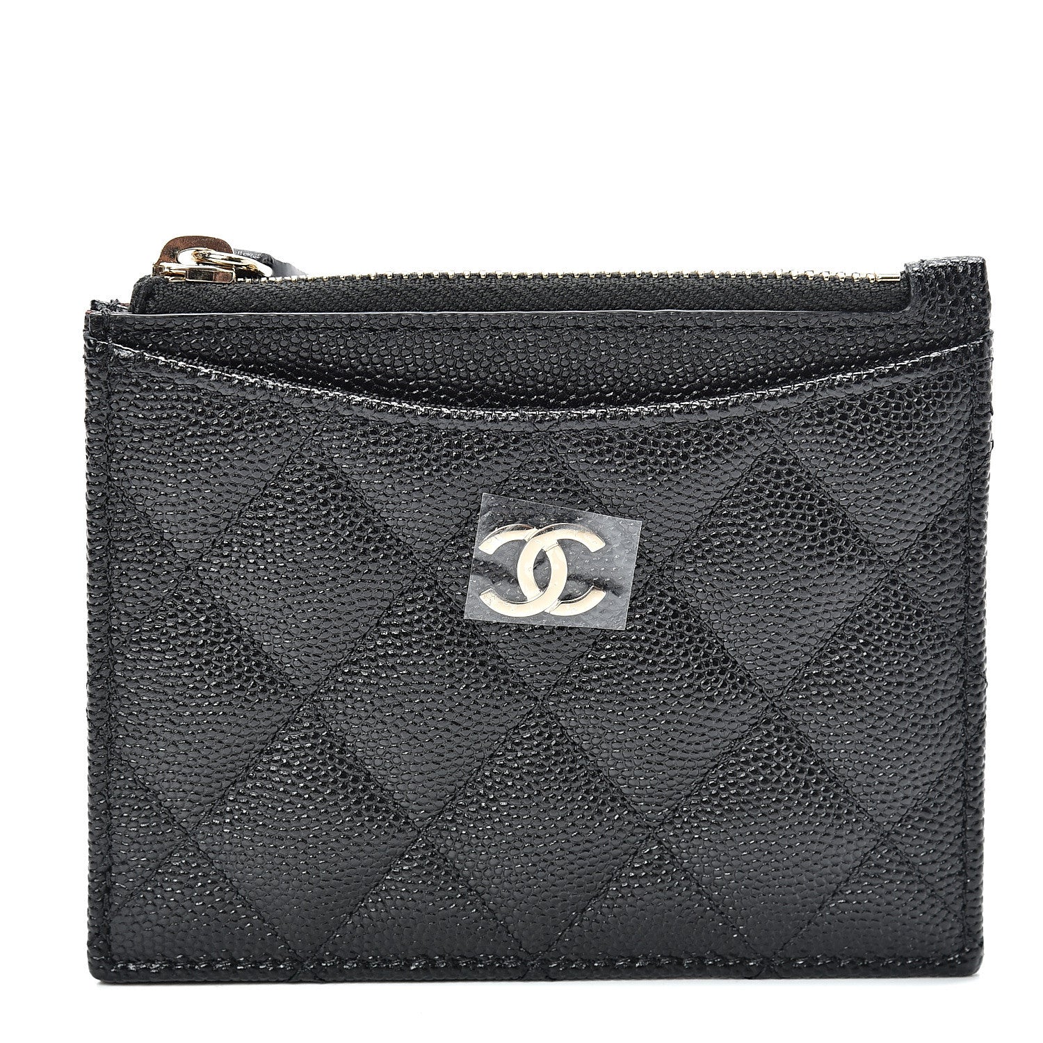 Chanel Caviar Quilted CC Zip Card Holder Black 1 of 7