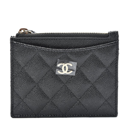 Chanel Caviar Quilted CC Zip Card Holder Black 1 of 7