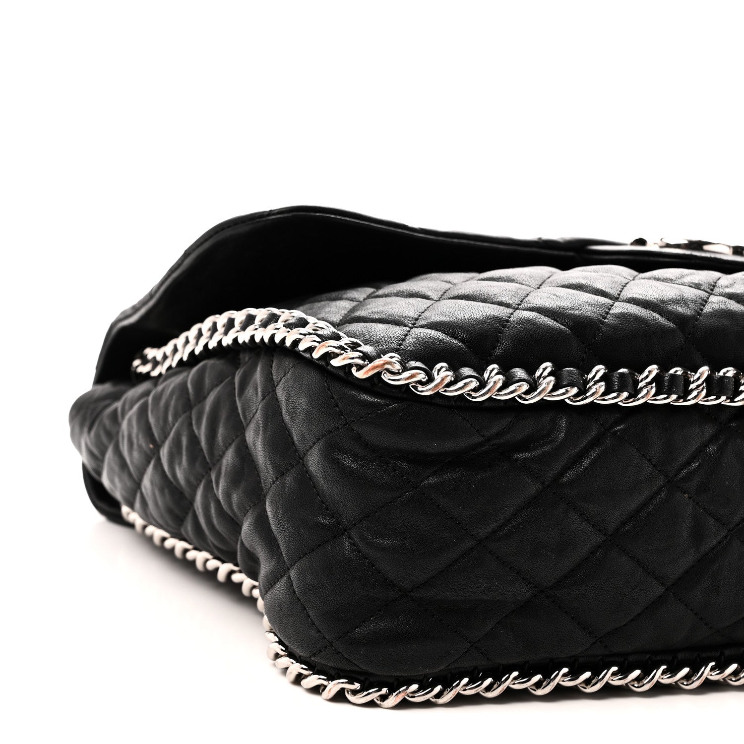 Chanel Washed Lambskin Quilted Maxi Chain Around Flap Black Black 9 of 11