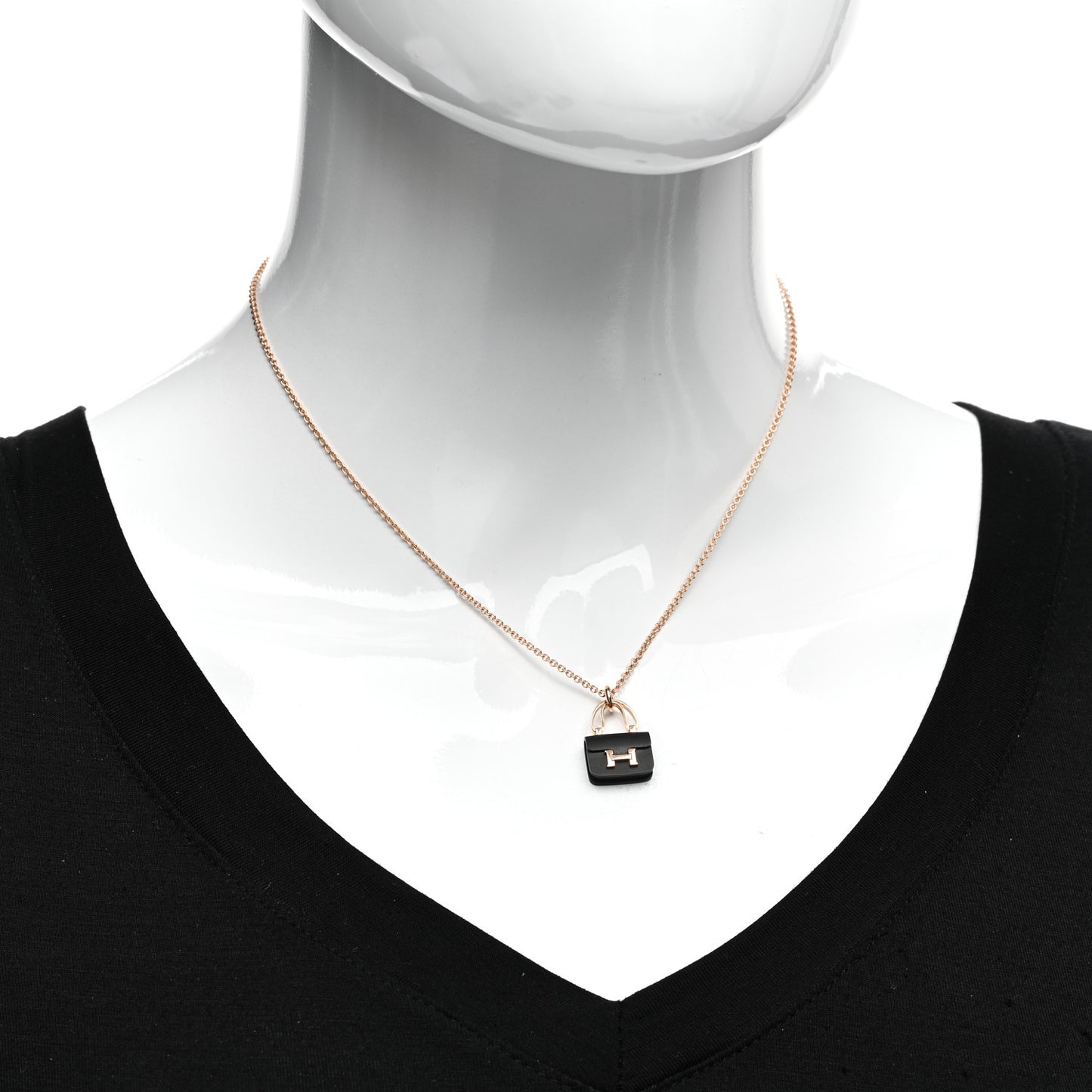 18K Rose Gold Black Jade Constance Amulettes Pendant Necklace