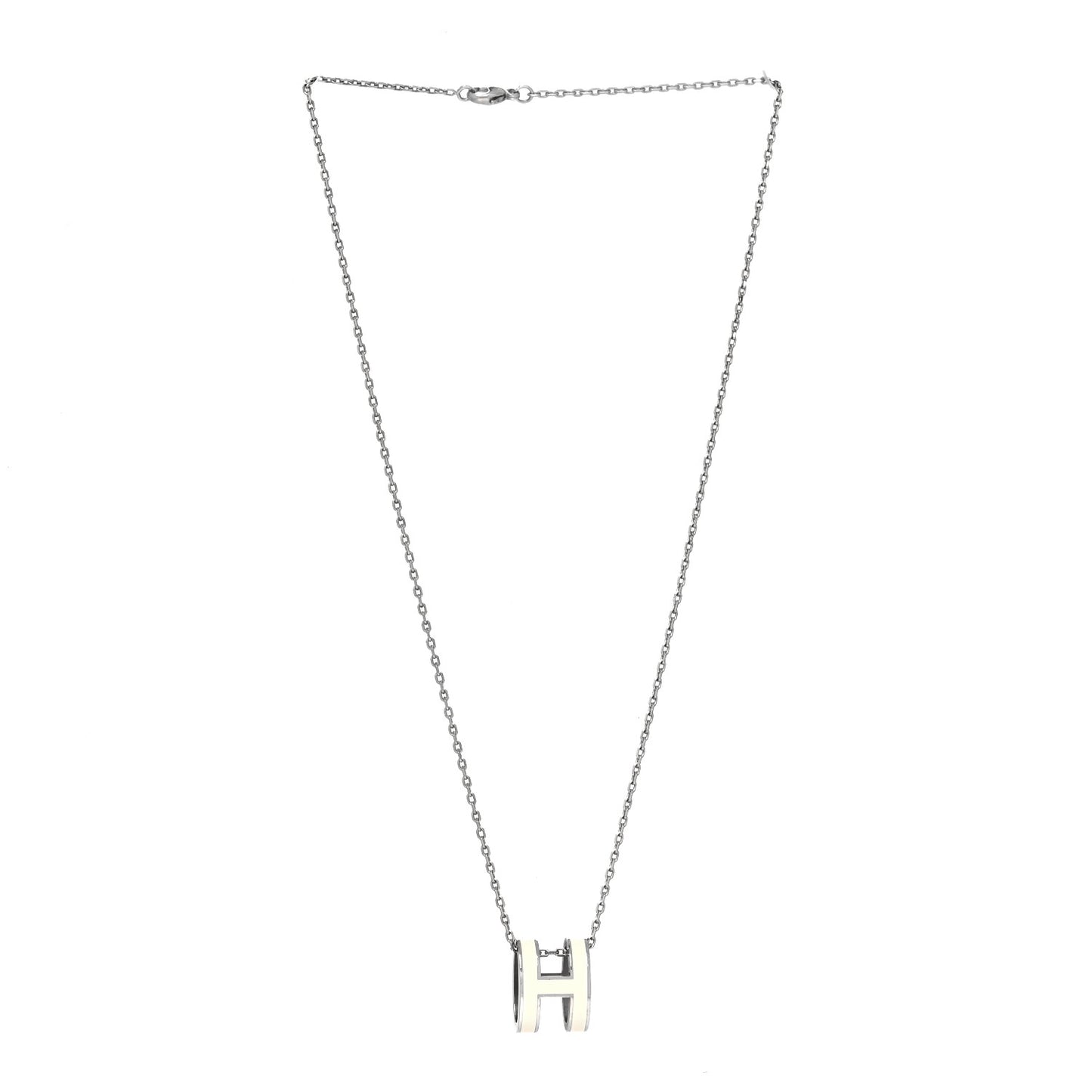 Lacquered Palladium Pop H Pendant Necklace White