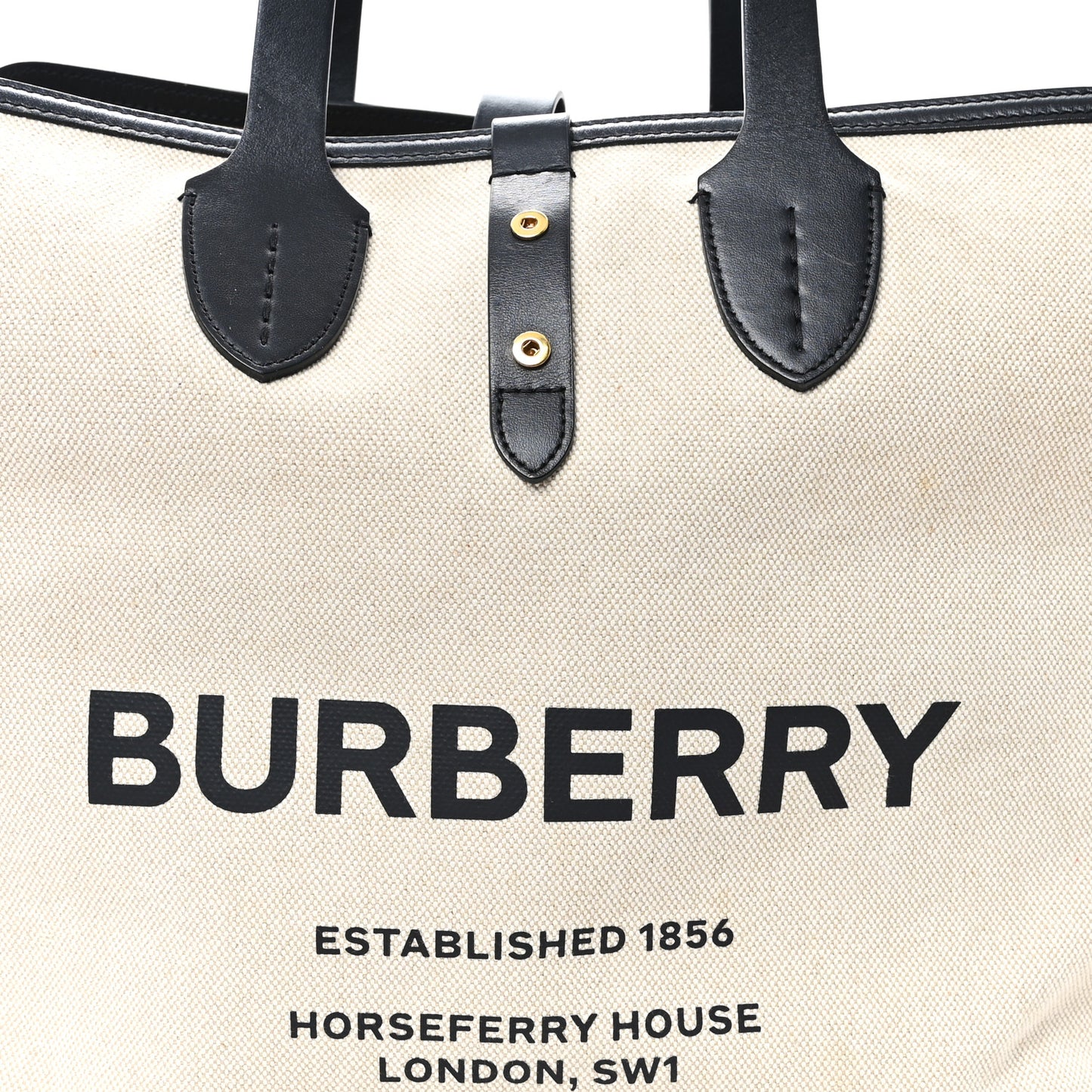 Cotton Soft Canvas Calfskin Medium Belt Tote Natural Black