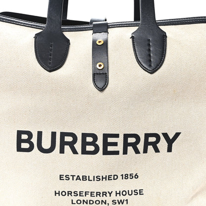 Burberry Cotton Soft Canvas Calfskin Medium Belt Tote Natural Black 9 of 12