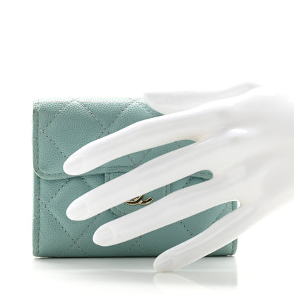 Chanel Caviar Quilted Flap Card Holder Wallet Light Blue 2 of 12