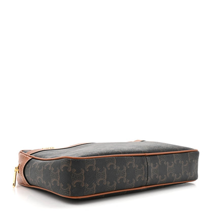 Celine Triomphe Canvas Calfskin Medium Patapans Tan 4 of 11