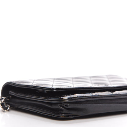 Chanel Patent Quilted Wallet On Chain WOC Black 6 of 11