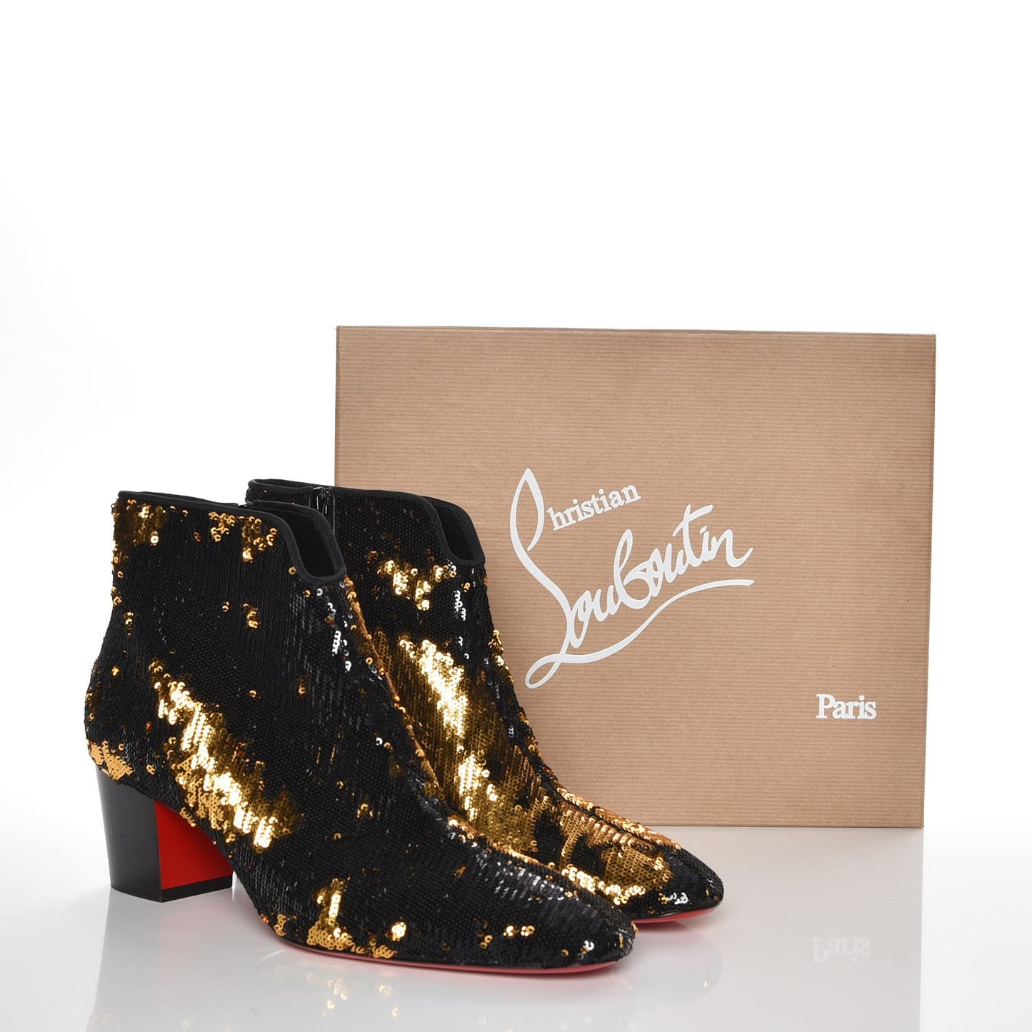 Paillettes Disco 70S Ankle Boots 42 Black Gold