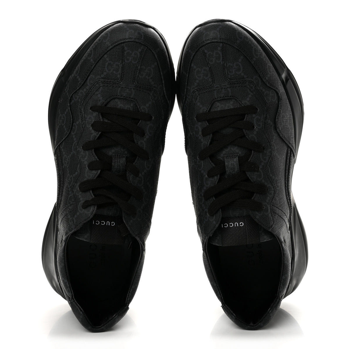 GG Supreme Monogram Mens Rhyton Sneakers 10 Black