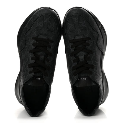 Gucci GG Supreme Monogram Mens Rhyton Sneakers 10 Black 2 of 10