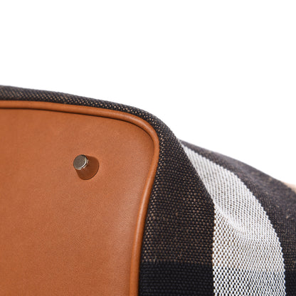 Burberry Grainy Calfskin Canvas Mega Check Medium Ashby Tassel Hobo Saddle Brown 8 of 13