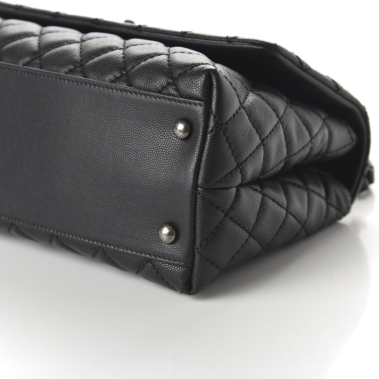 Caviar Lizard Quilted Small Coco Handle Flap Black