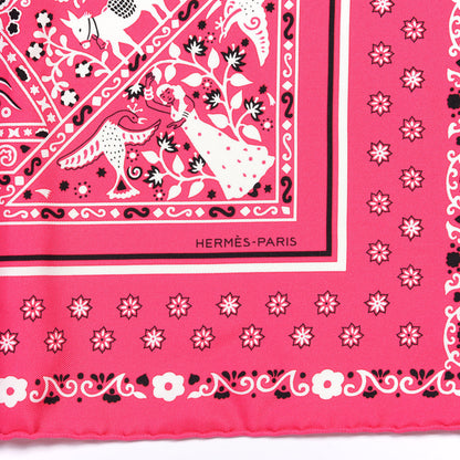 Hermes Silk Bandana Peuple Du Vent Scarf 55 Rode Indien White Black 2 of 5