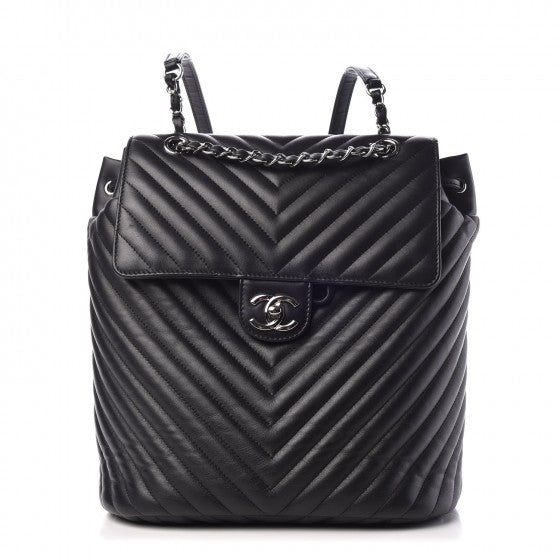 Chanel Calfskin Chevron Quilted Large Urban Spirit Backpack Black 1 of 7