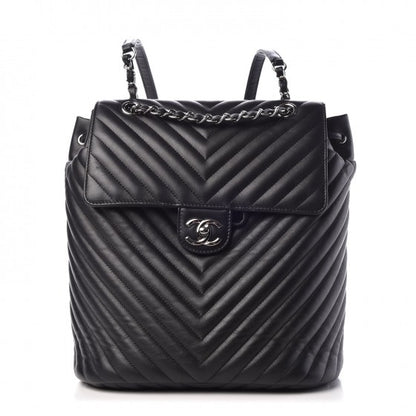 Chanel Calfskin Chevron Quilted Large Urban Spirit Backpack Black 1 of 7