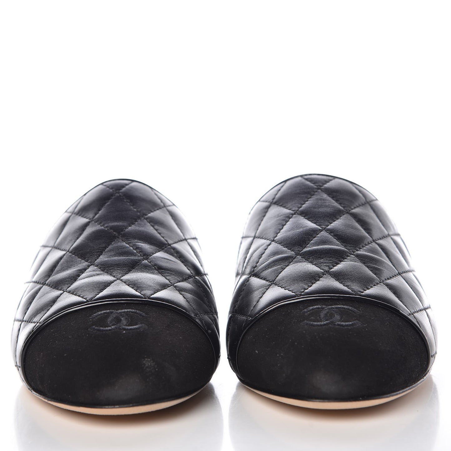 Lambskin Suede Quilted Mules 40.5 Black