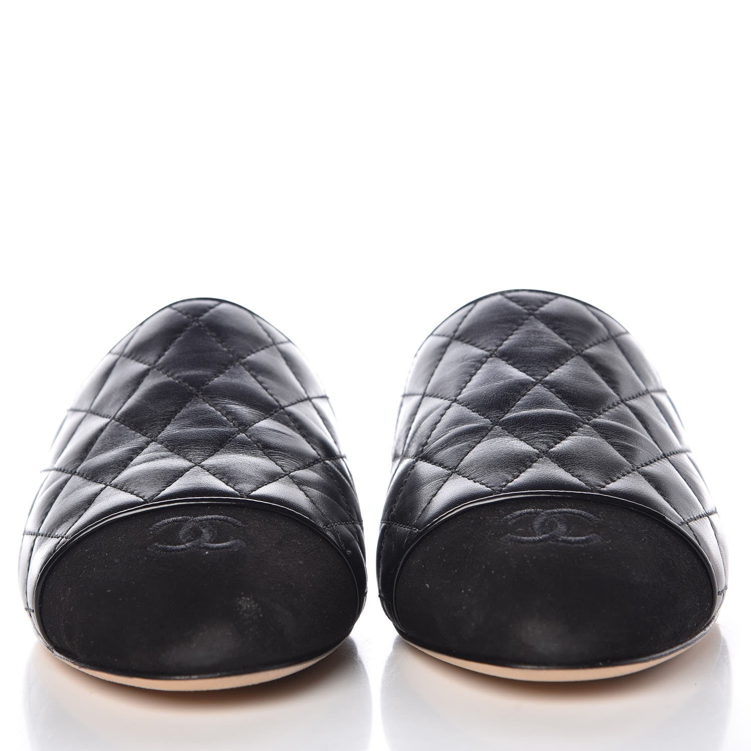 Chanel Lambskin Suede Quilted Mules 40.5 Black 2 of 11