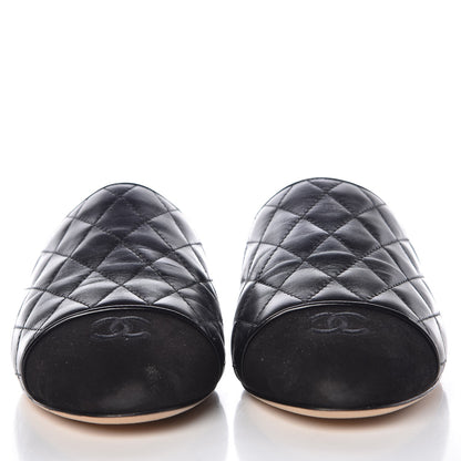 Chanel Lambskin Suede Quilted Mules 40.5 Black 2 of 11
