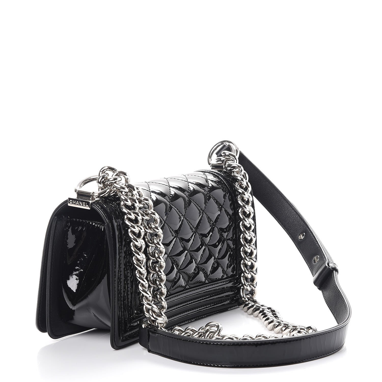 Chanel Patent Calfskin Quilted Small Boy Flap Plexiglass Black 3 of 8