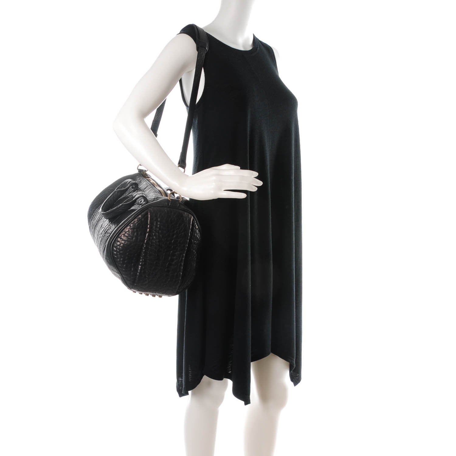Alexander Wang Pebbled Lambskin Rocco Black Antique Brass Hardware 2 of 6