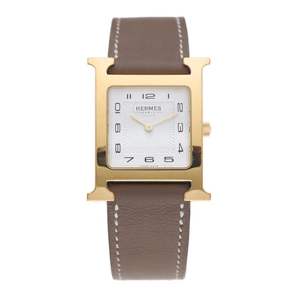 Hermes Stainless Steel Swift 26mm Heure H Hour Quartz Watch Etoupe 1 of 4