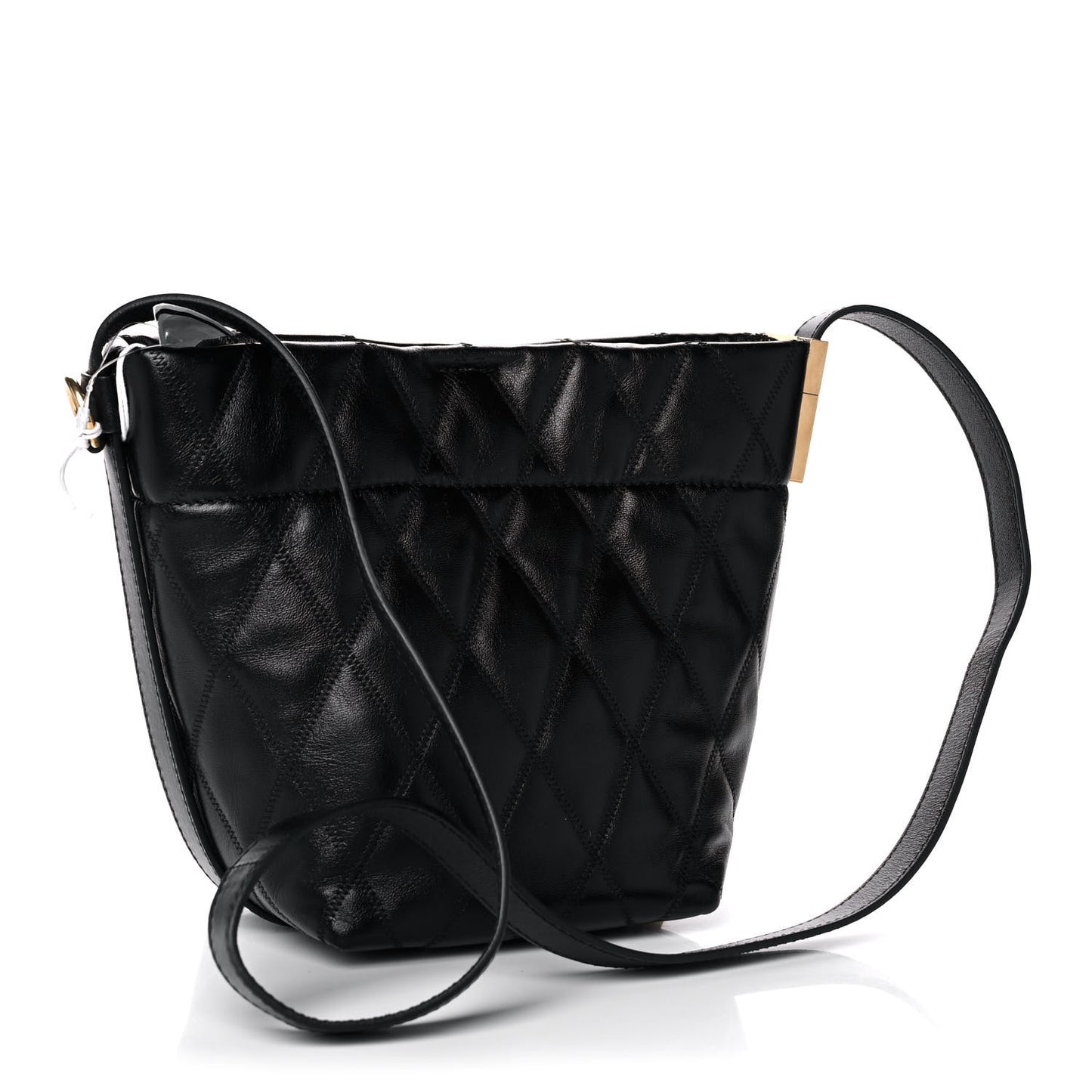 Lambskin Quilted Mini GV Bucket Bag Black