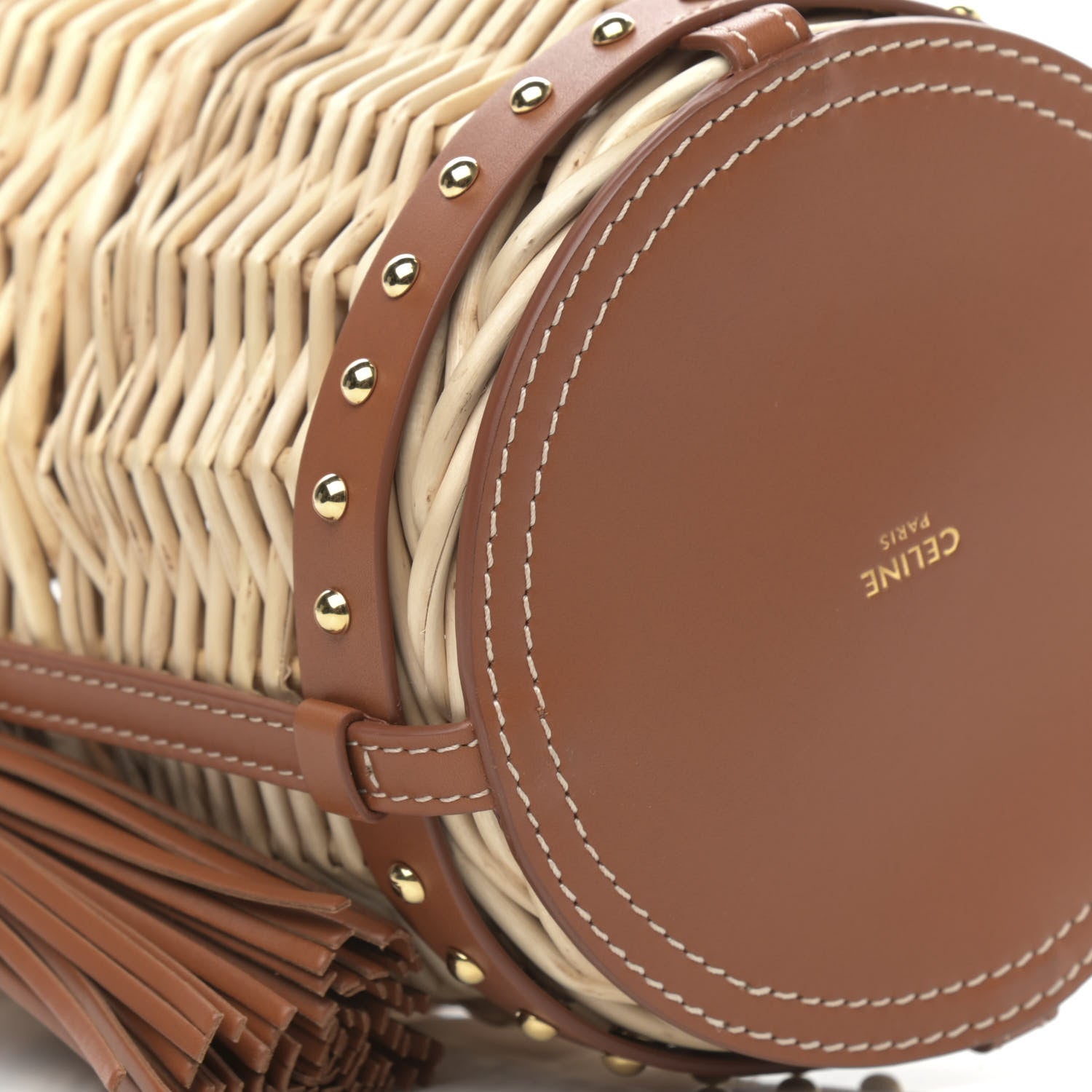 Celine Wicker Calfskin Mini Panier Bucket Bag Natural Tan 9 of 10