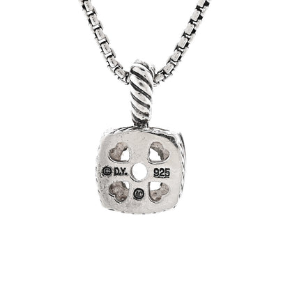 David Yurman Sterling Silver Diamond Prasiolite 7mm Petite Albion Pendant Necklace 5 of 5
