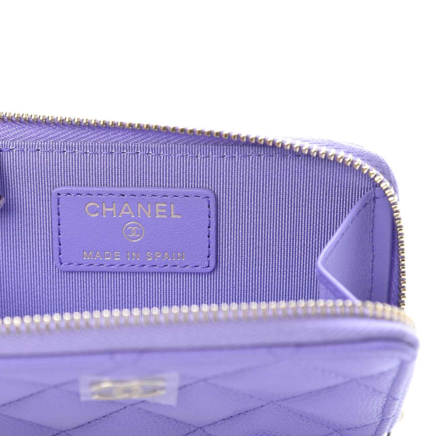 Caviar Quilted Zipped Key Holder Case Purple