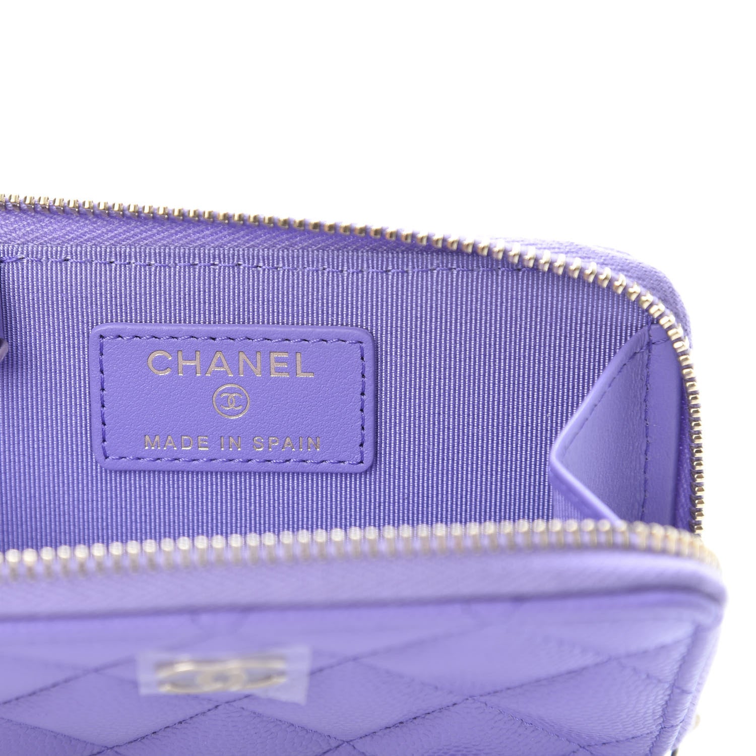 Chanel Caviar Quilted Zipped Key Holder Case Purple 6 of 8