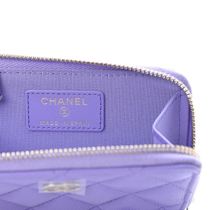 Chanel Caviar Quilted Zipped Key Holder Case Purple 6 of 8